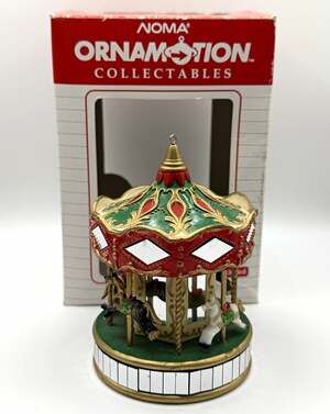Vintage NOMA Ornamotion Collectables Rotating Carousel Christmas Ornament 1989